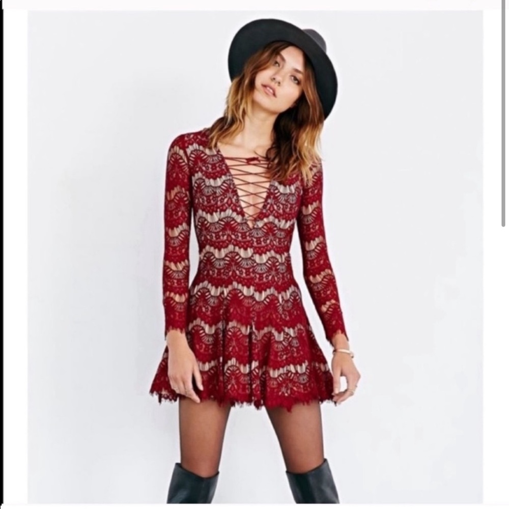 Stylestalker urban outfitters red lace mini dress